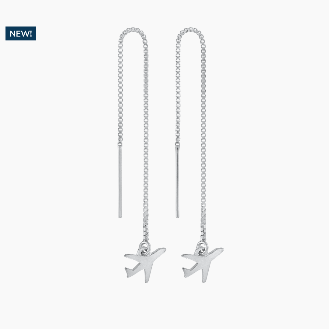 Airplane Threader Earrings in Sterling Silver - Mazi New York - jewelry