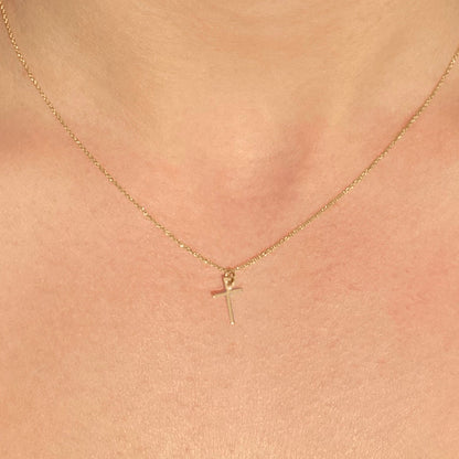 Cross Necklace in Solid 14k Gold - Mazi New York-jewelry