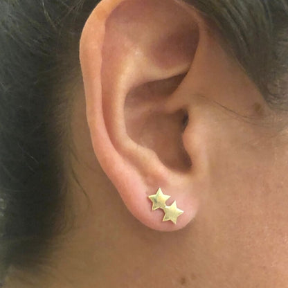 Double Star Earrings in 14k Gold - Mazi New York Jewelry