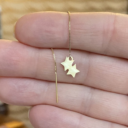 Double Star Threader Earrings in 14k Gold - Mazi New York-jewelry