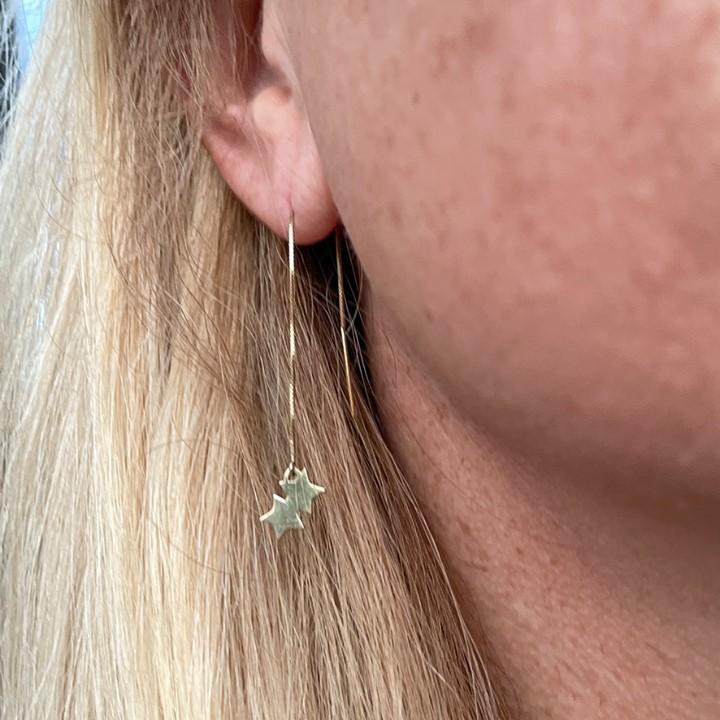 Double Star Threader Earrings in 14k Gold - Mazi New York-jewelry