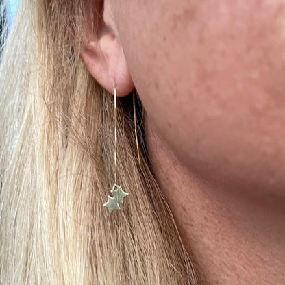 Double Star Threader Earrings in 14k Gold - Mazi New York-jewelry