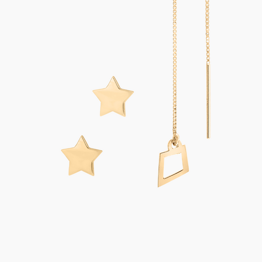 Kite + Stars Earrings in 14k Gold