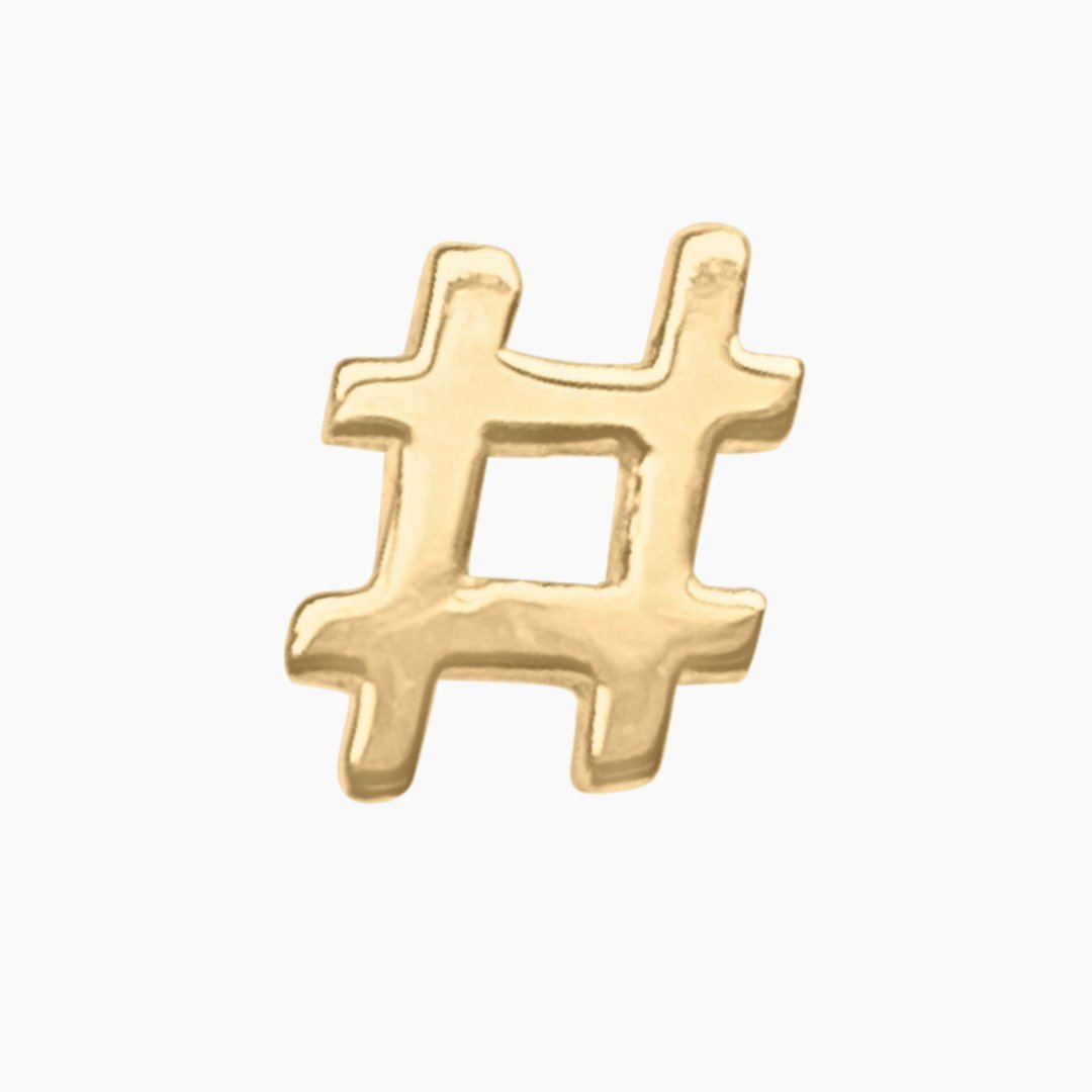 Hashtag Earring in 14k Gold (single earring) - Mazi New York-jewelry