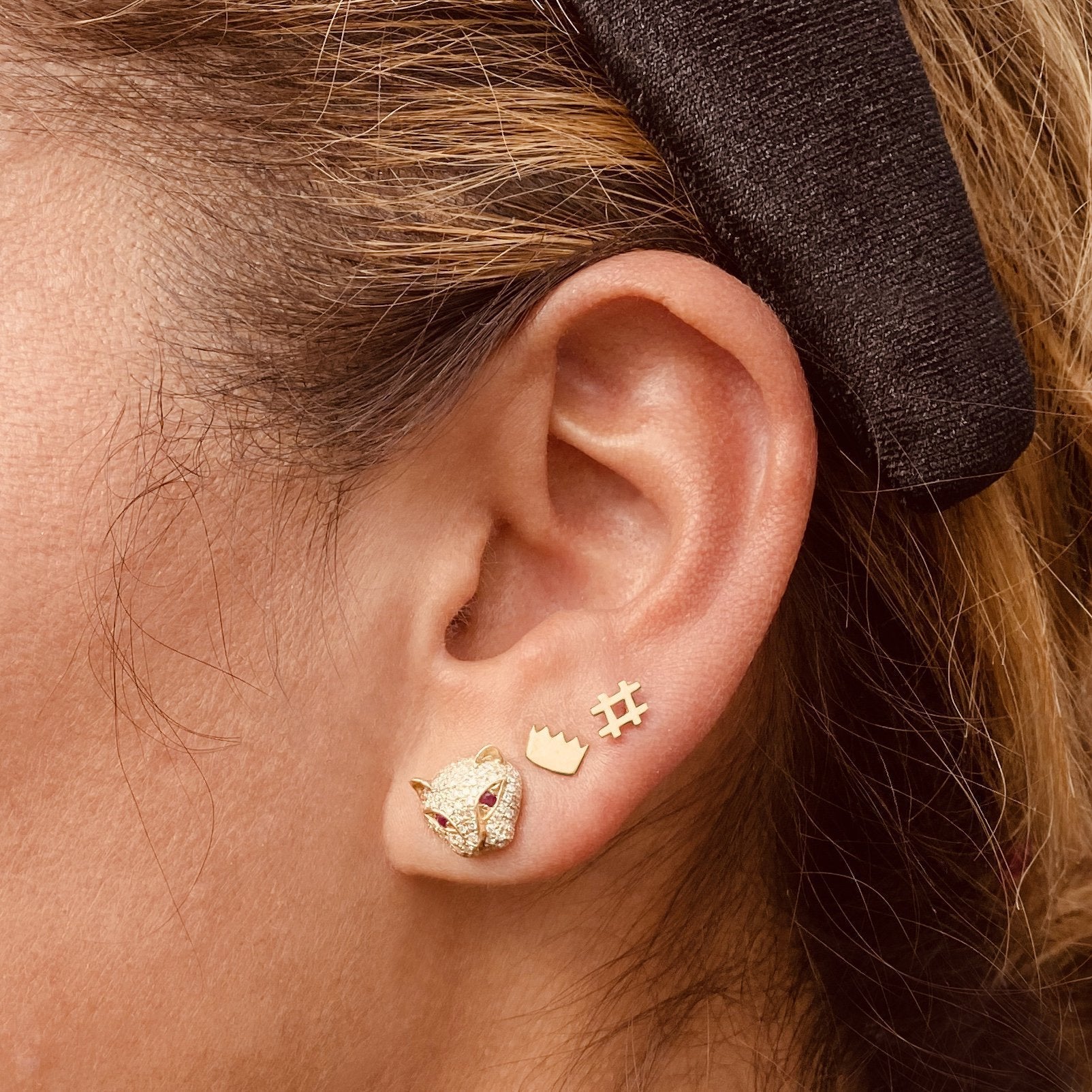 Hashtag Earring in 14k Gold (single earring) - Mazi New York-jewelry