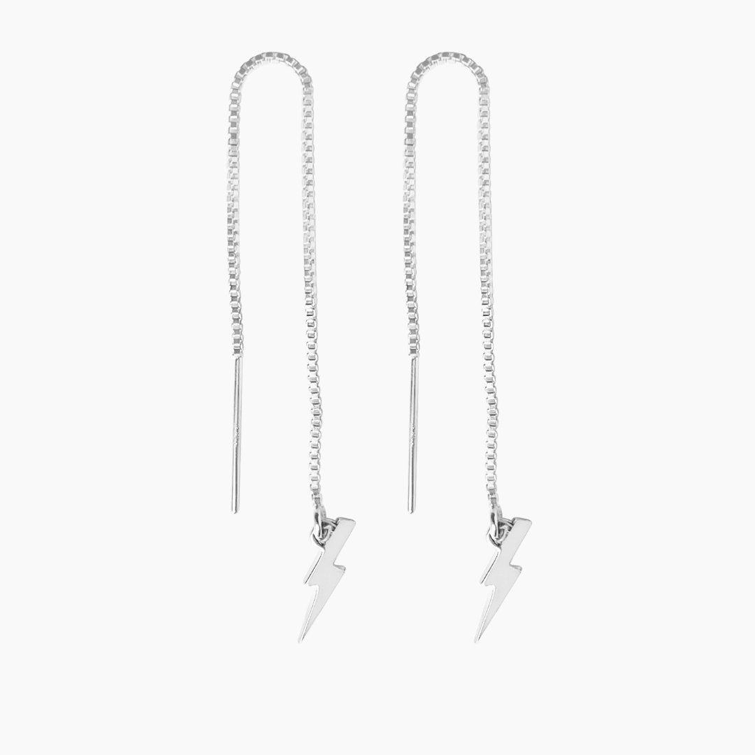 Lightning Bolt Threader Earrings in Sterling Silver - Mazi New York-jewelry