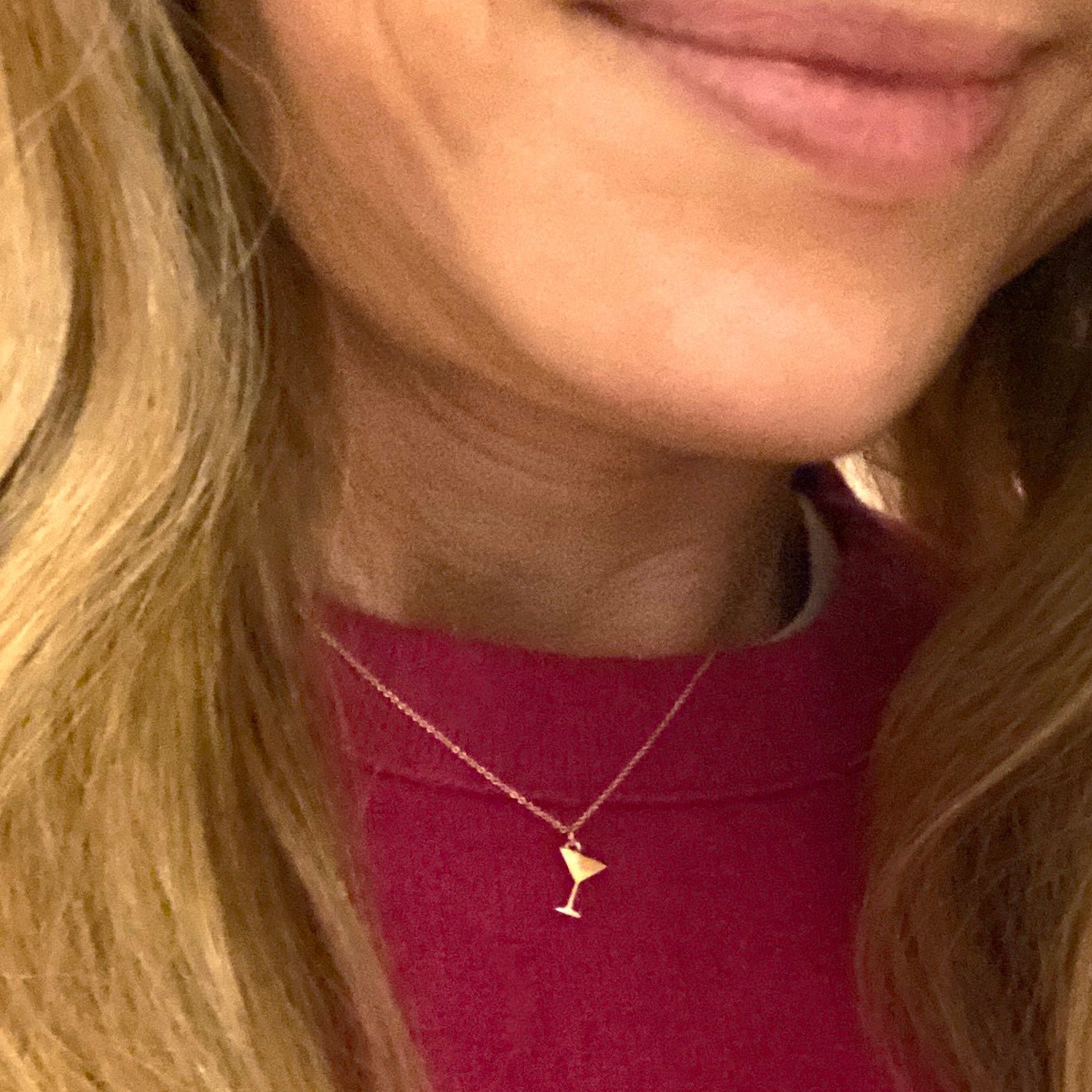 14k Gold Martini Glass Necklace | Mazi New York Jewelry