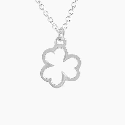 Open Shamrock Necklace in Sterling Silver - Mazi New York-jewelry