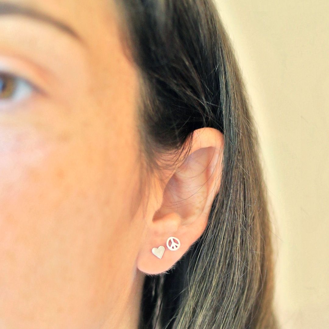 Peace Symbol Earring in Sterling Silver (single earring) - Mazi New York-jewelry