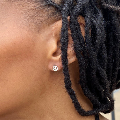 Peace Symbol Earring in Sterling Silver (single earring) - Mazi New York-jewelry