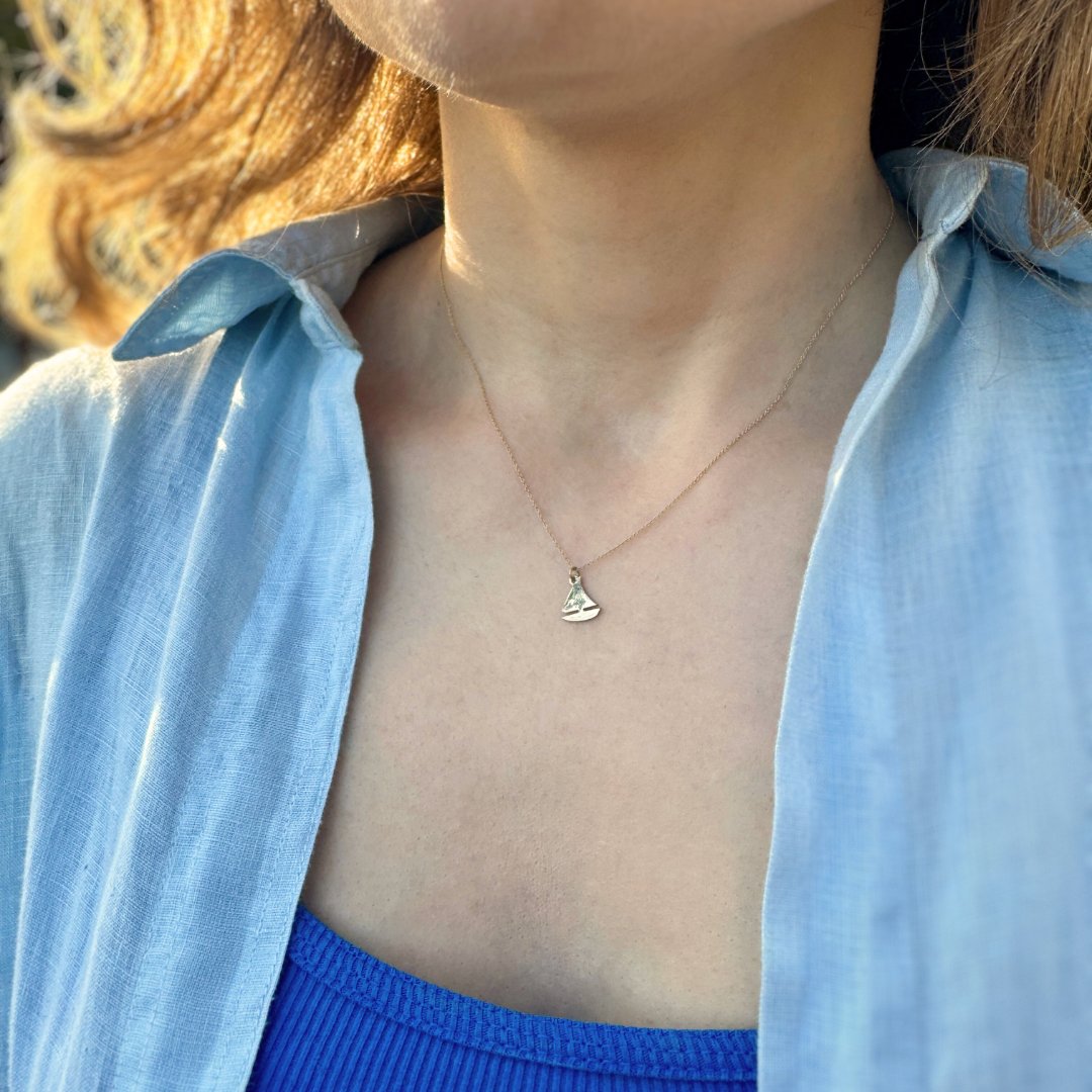 Sailboat Necklace in 14k Gold - Mazi New York - jewelry