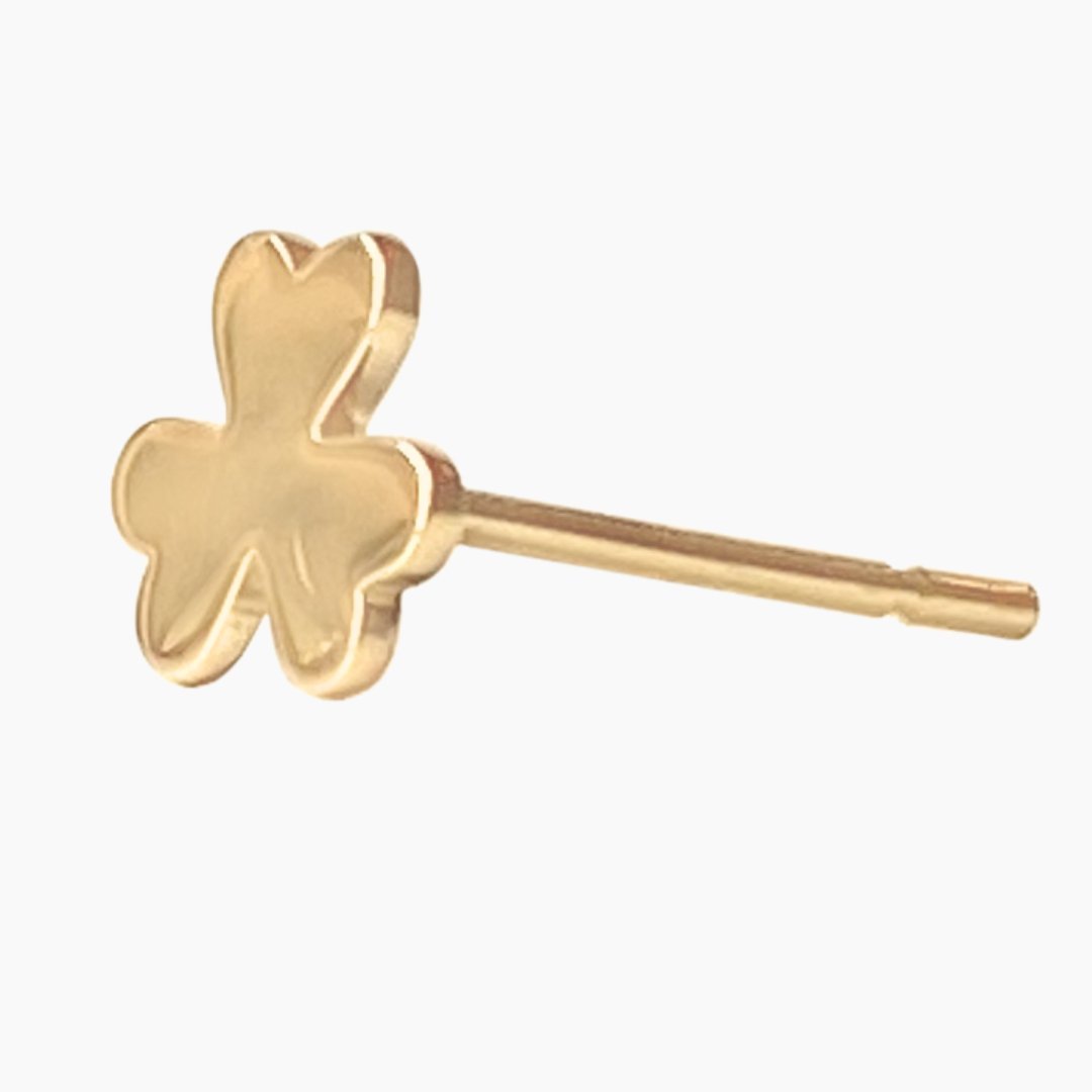 Shamrock Earring in 14k Gold (single earring) - Mazi New York-jewelry