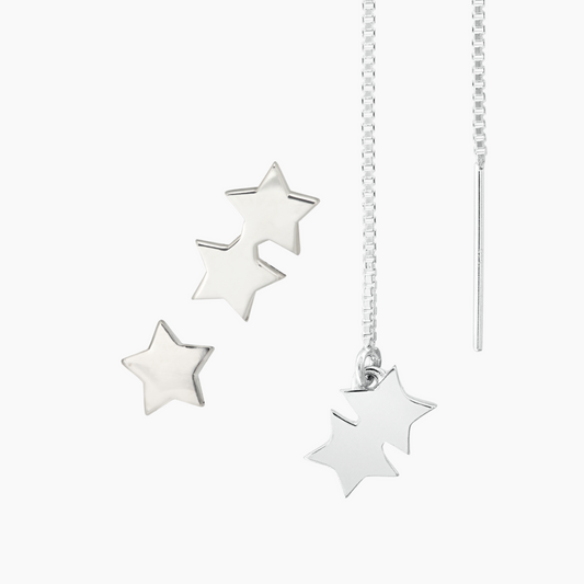 All Stars Earring Set in Sterling Silver - Mazi New York-jewelry