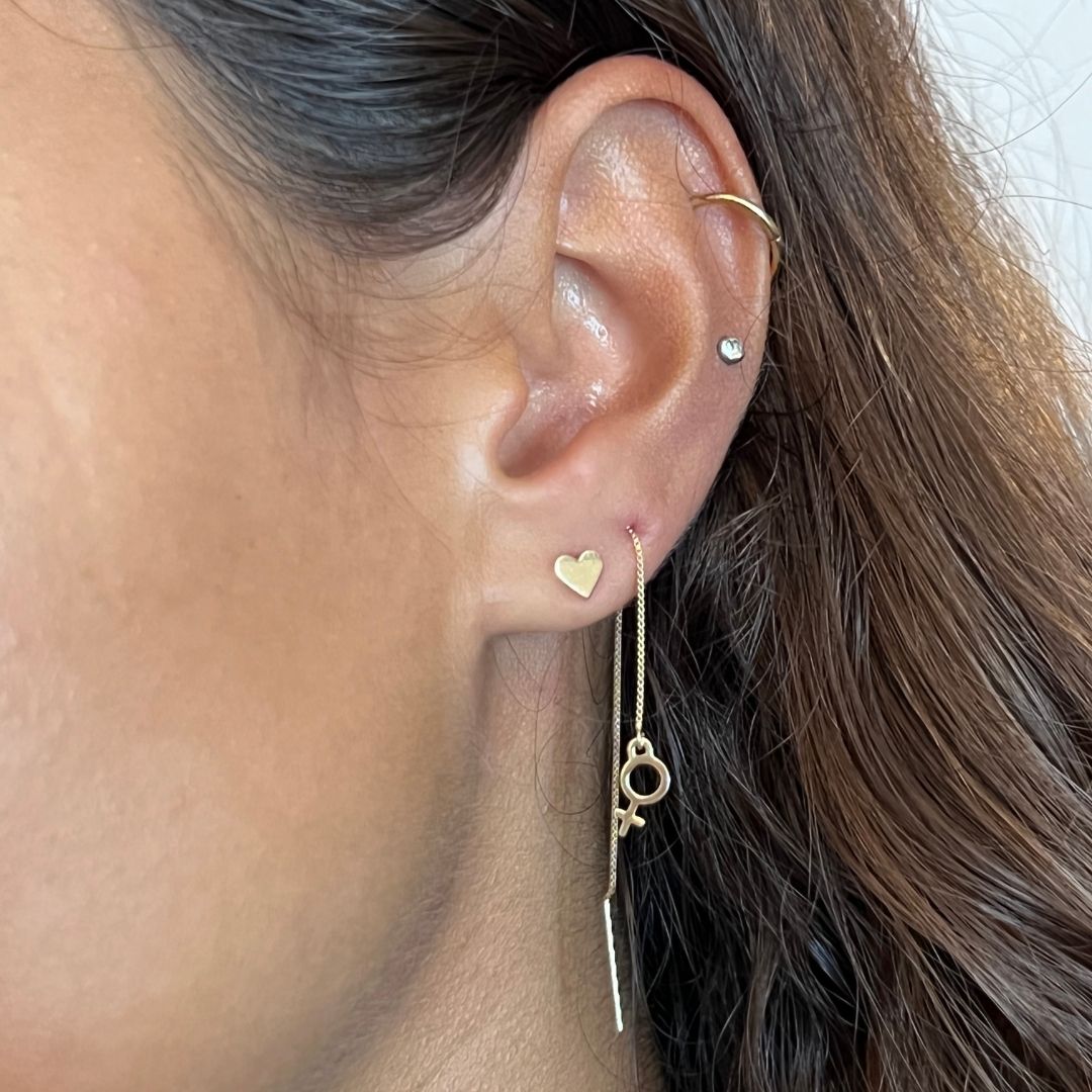 Venus Threader Earring in 14k Gold (single earring) - Mazi New York-jewelry
