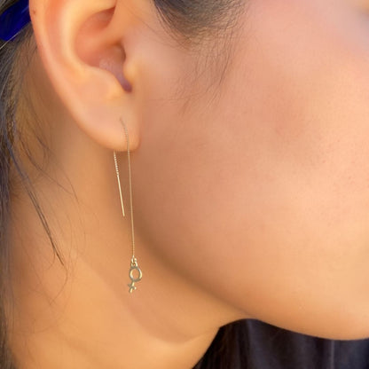 Venus Threader Earring in 14k Gold (single earring) - Mazi New York-jewelry