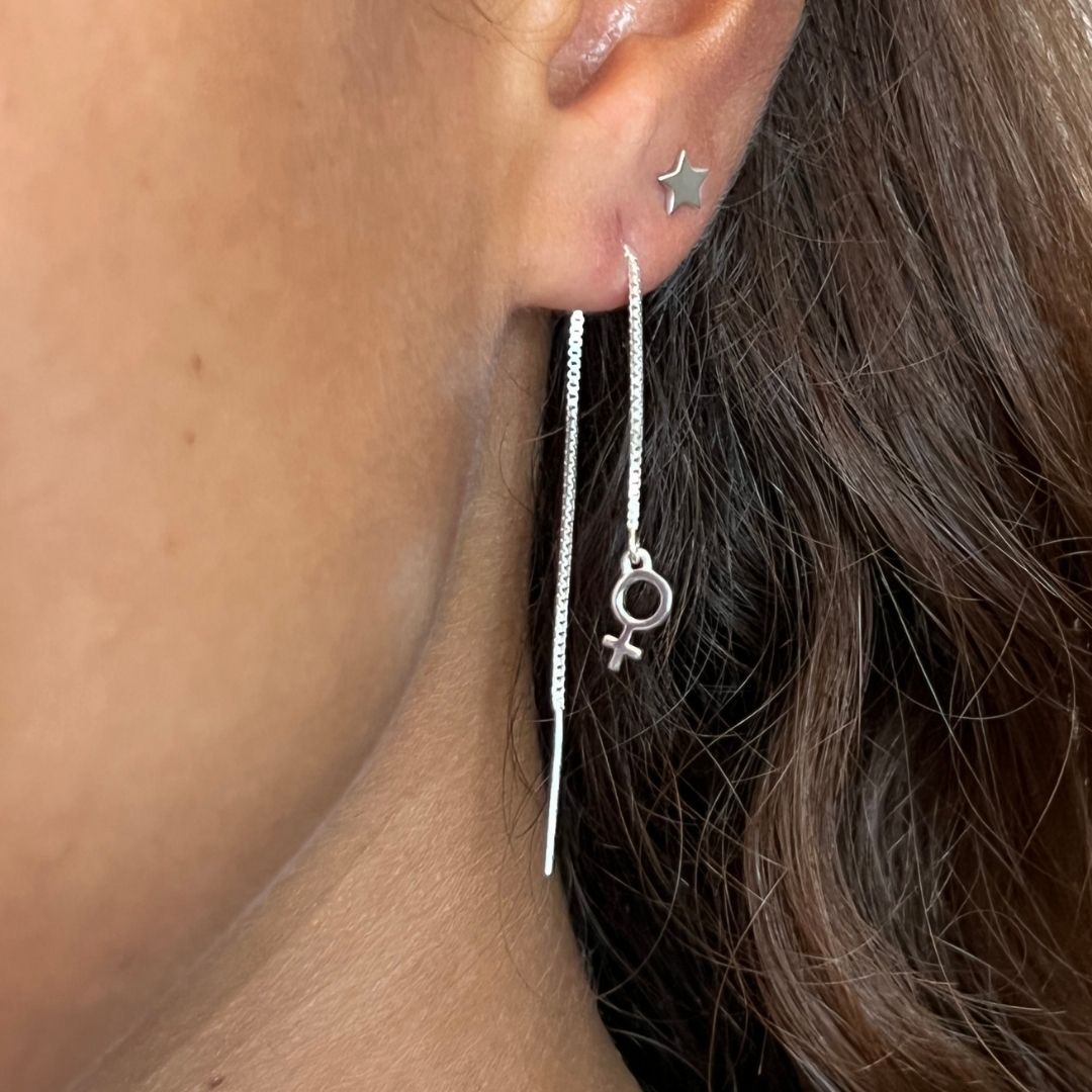 Venus Threader Earring in Sterling Silver (single earring) - Mazi New York-jewelry
