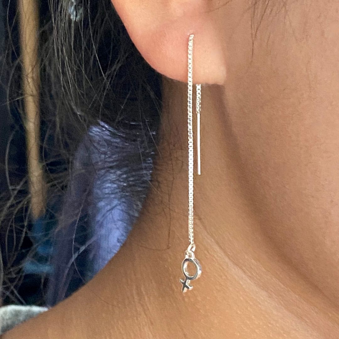 Venus Threader Earring in Sterling Silver (single earring) - Mazi New York-jewelry
