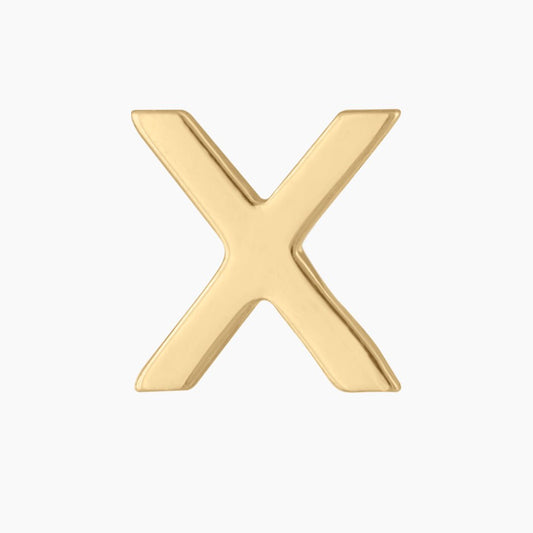 X Stud Earring in 14k Gold (single earring) - Mazi New York-jewelry